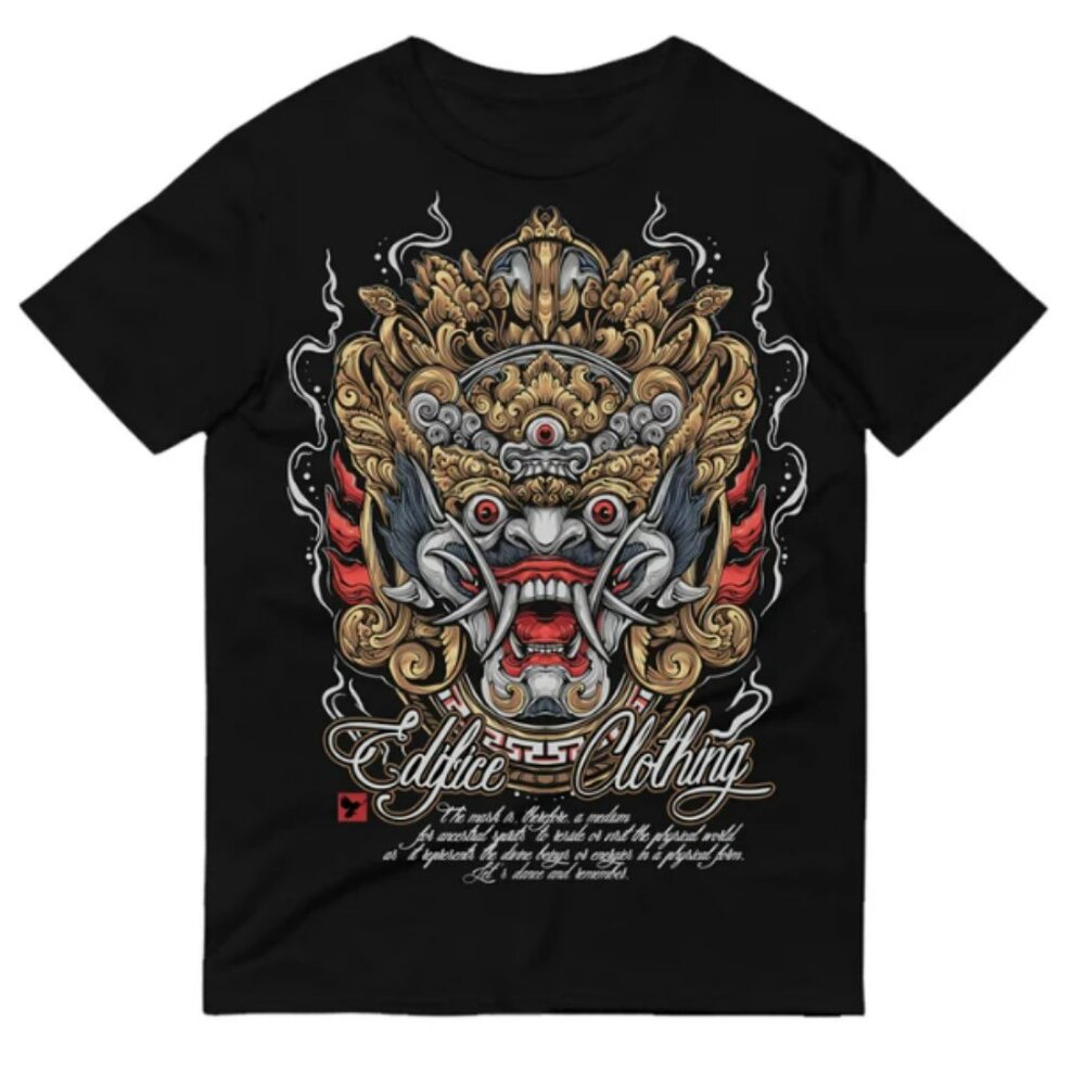 EDIFICE CLOTHING TRIBAL MASK BLACK SHORT SLEEVE SHIRT